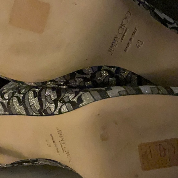 Jimmy Choo Marinda silver/black glitter leather fits a size 10 but they are 43 - Picture 7 of 12